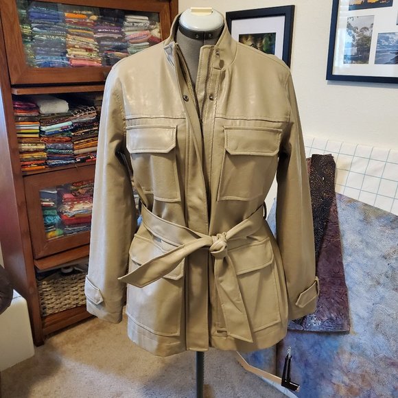 a new day Jackets & Blazers - A New Day "pleather" belted jacket size Large